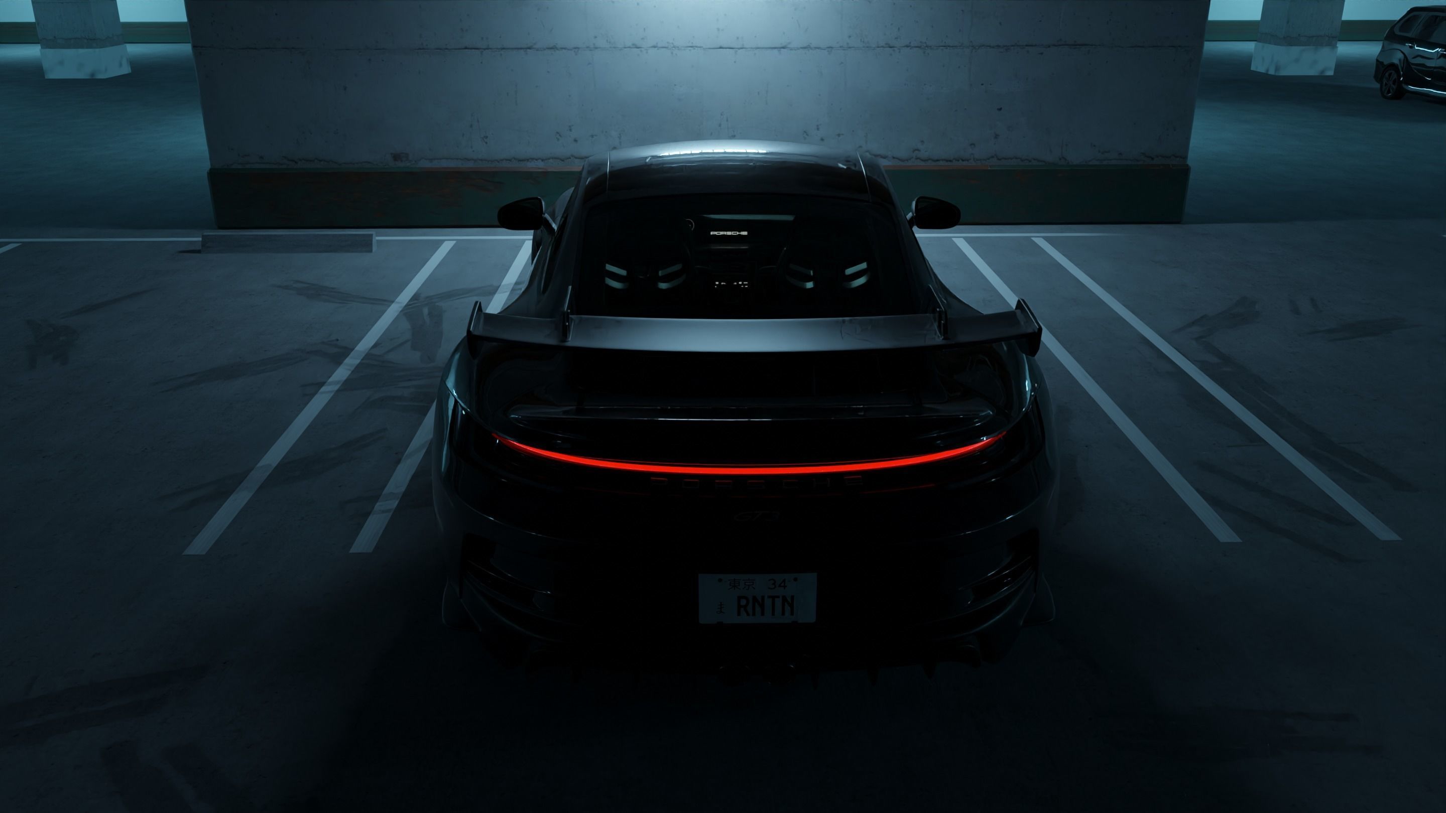 Cinematic Car Parking Lot 3D Blender File Textured 3D model_3