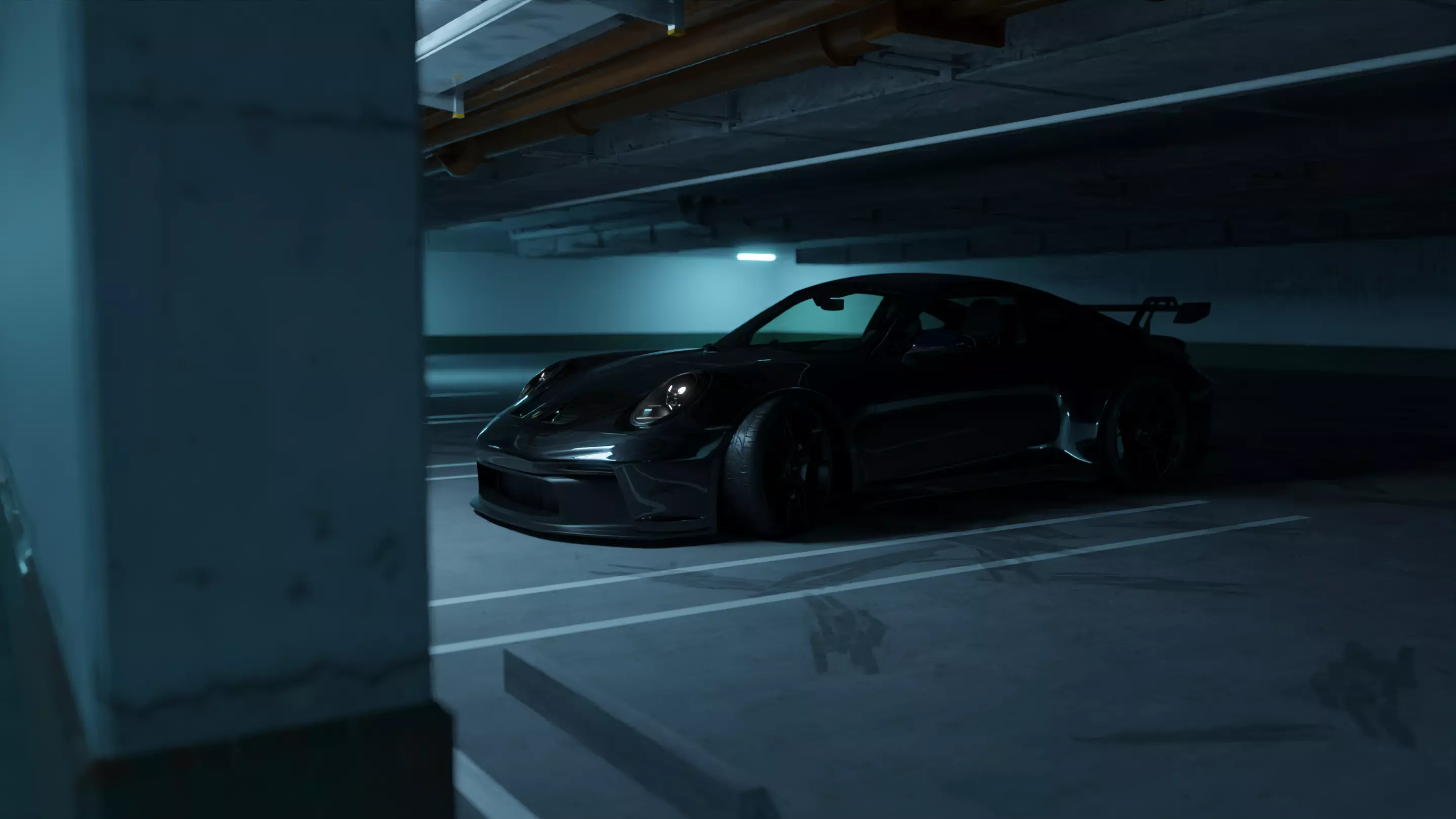 Cinematic Car Parking Lot 3D Blender File Textured 3D model_0