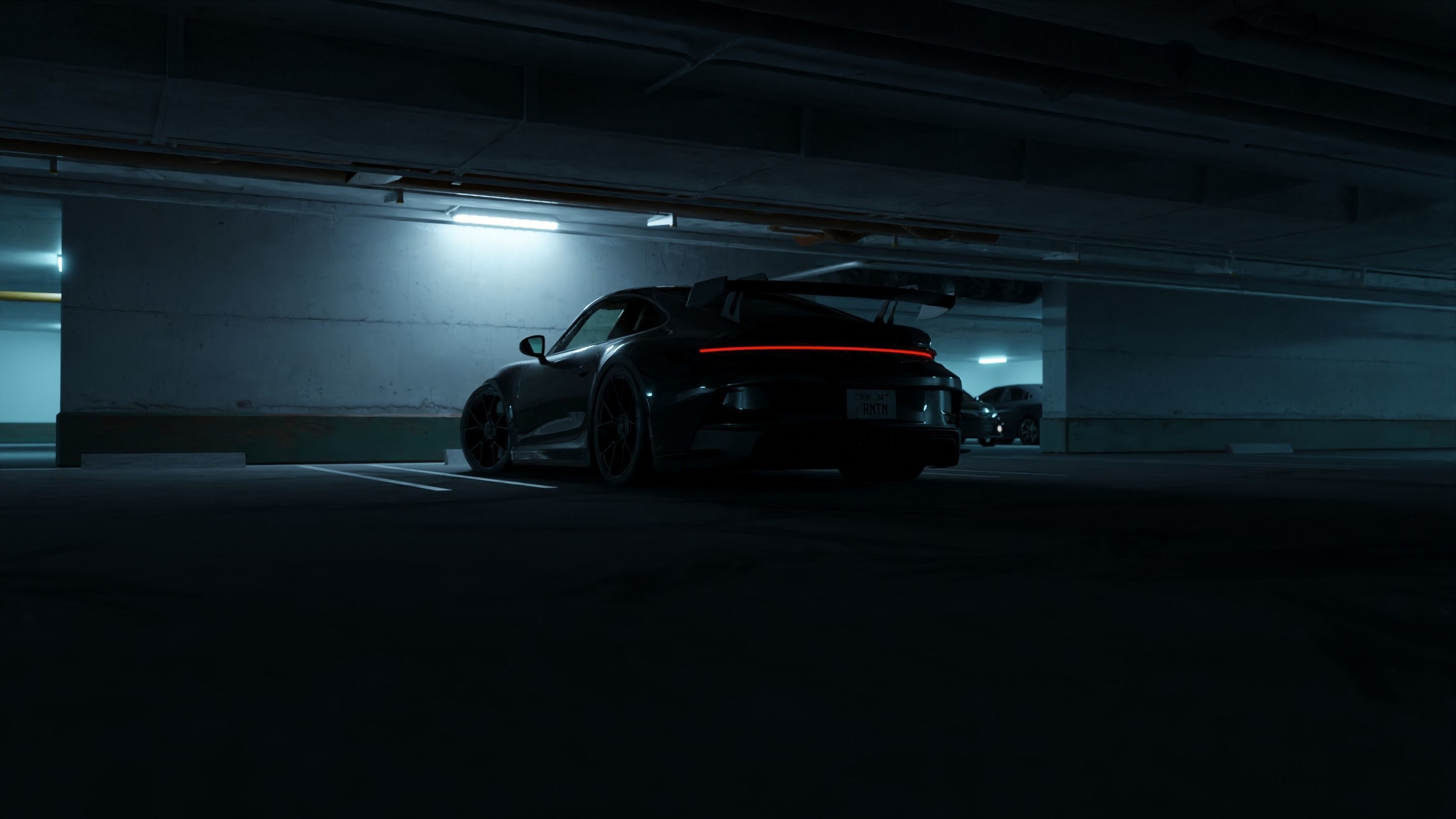 Cinematic Car Parking Lot 3D Blender File Textured 3D model_1