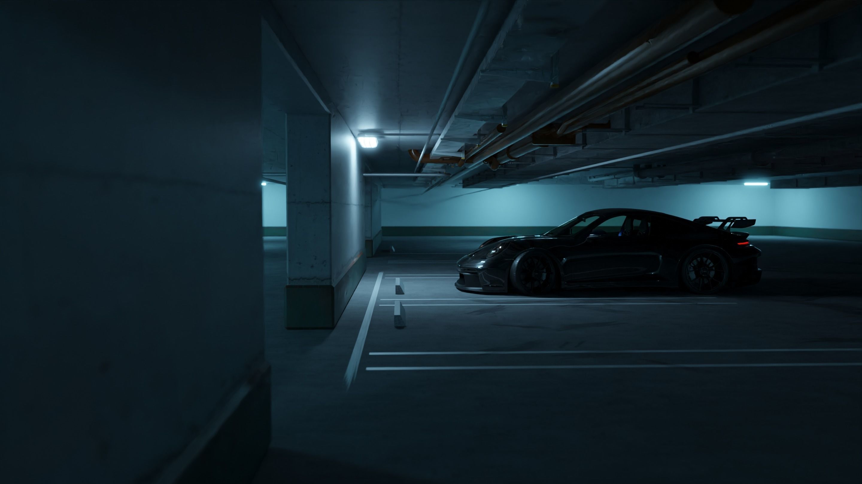 Cinematic Car Parking Lot 3D Blender File Textured 3D model_2
