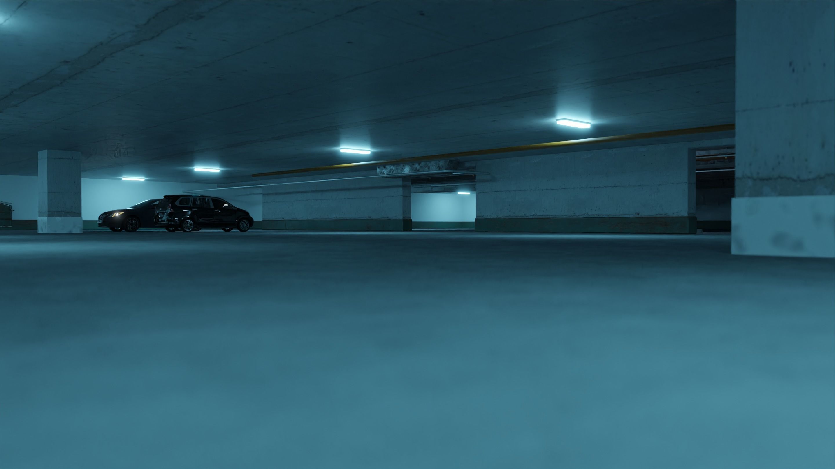 Cinematic Car Parking Lot 3D Blender File Textured 3D model_4