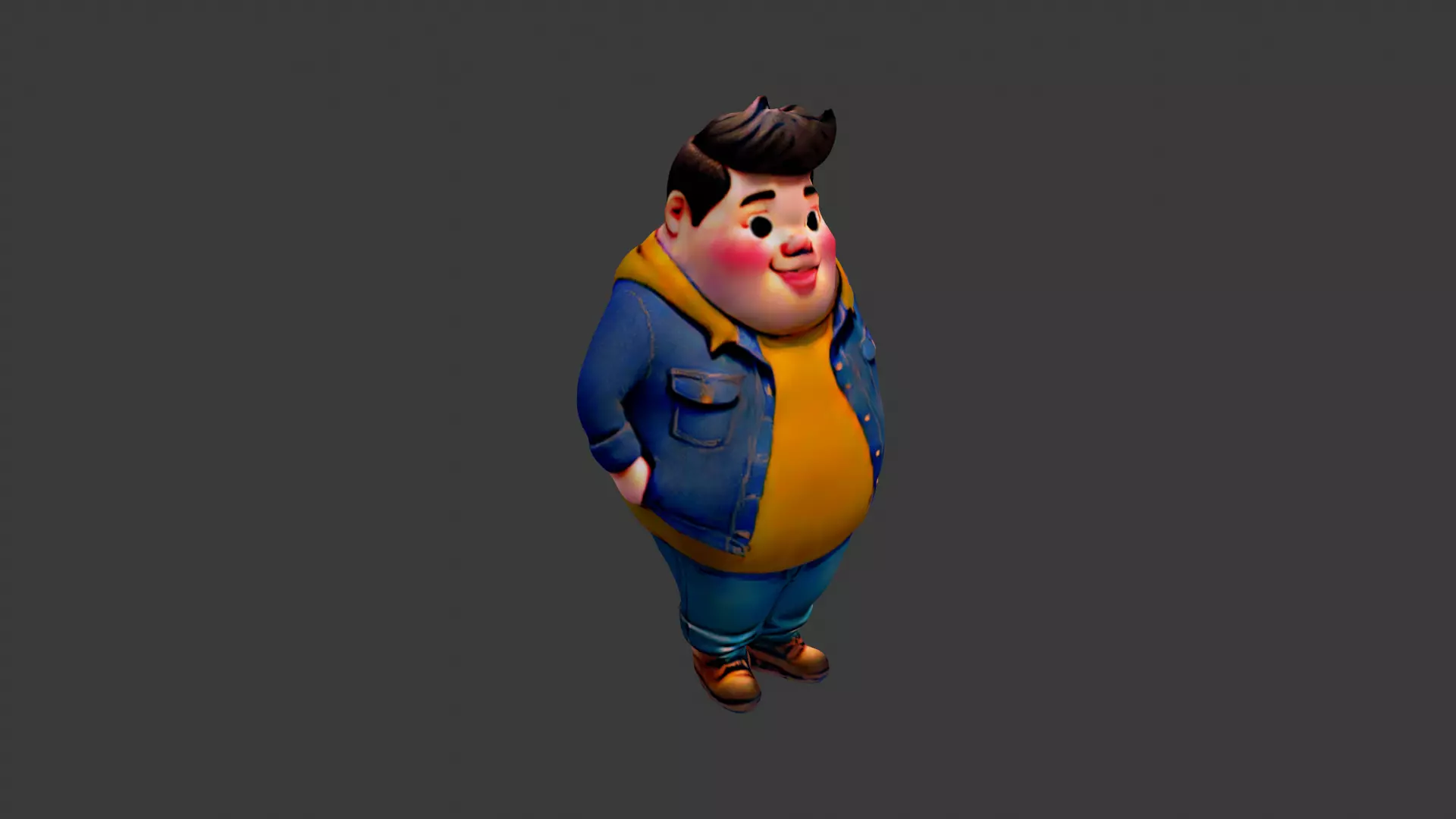 Fat Man Character Low-poly 3D model