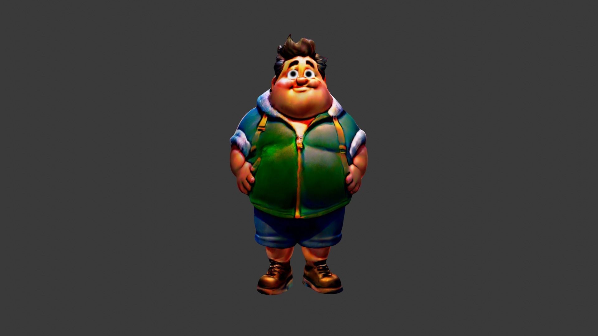 Fat Man Character Low-poly 3D model_3
