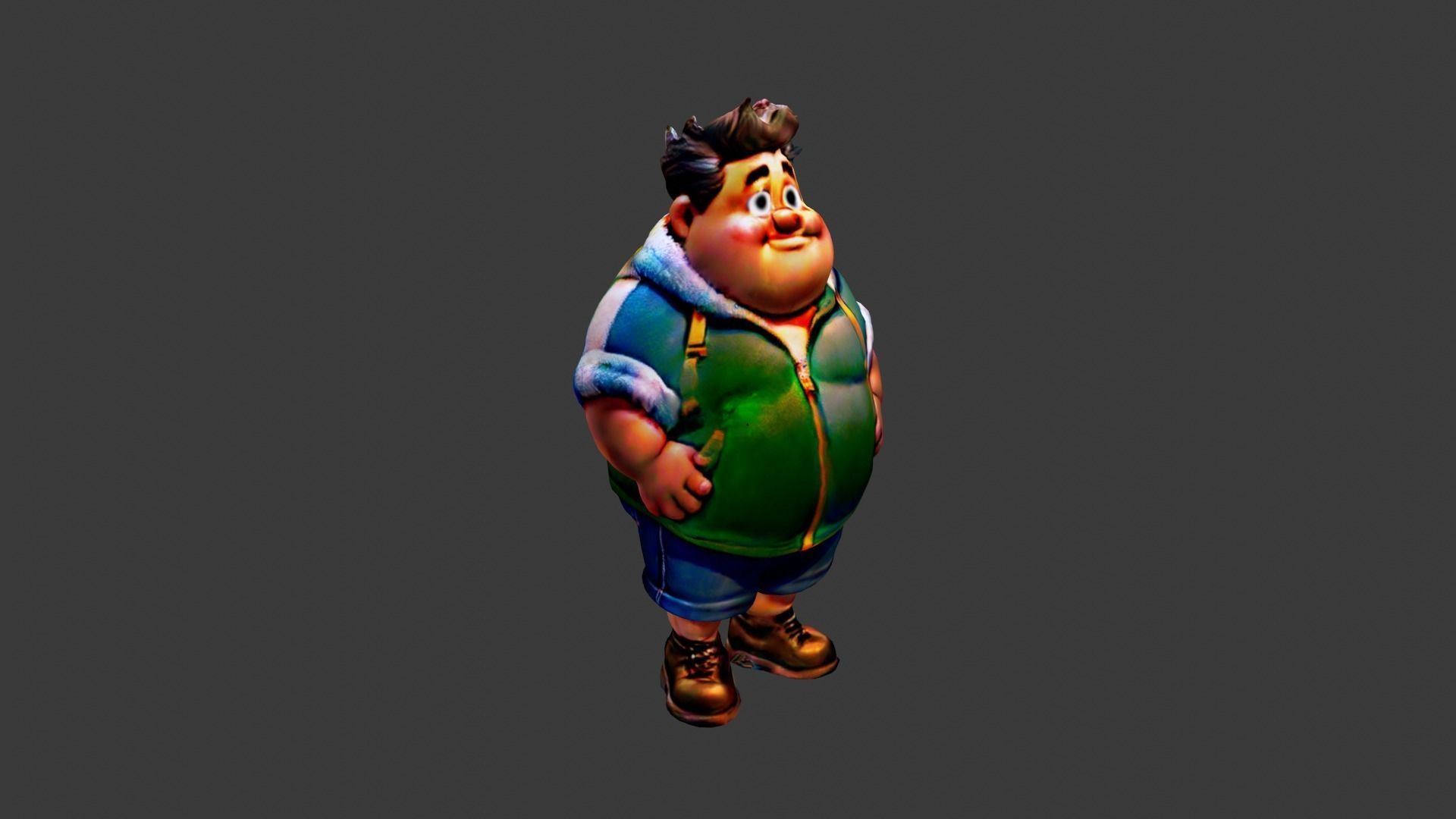 Fat Man Character Low-poly 3D model_2