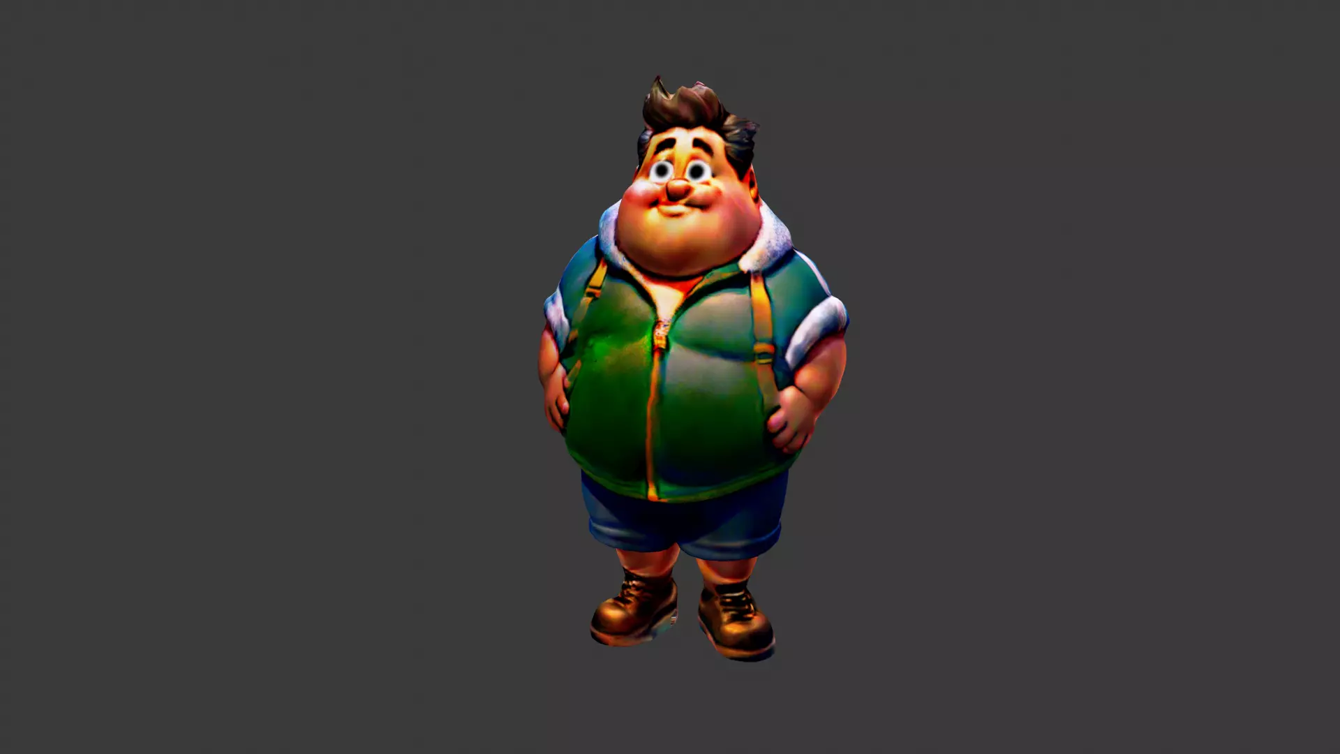 Fat Man Character Low-poly 3D model_0