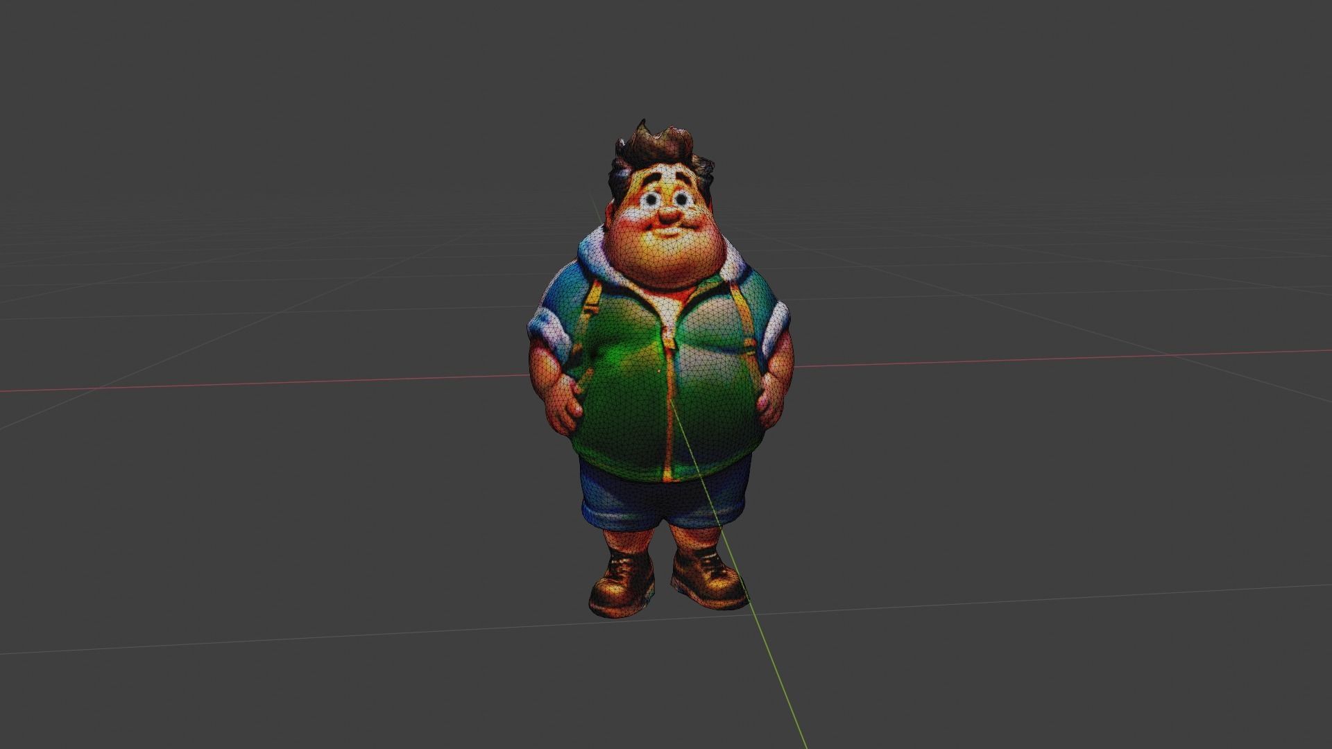 Fat Man Character Low-poly 3D model_6