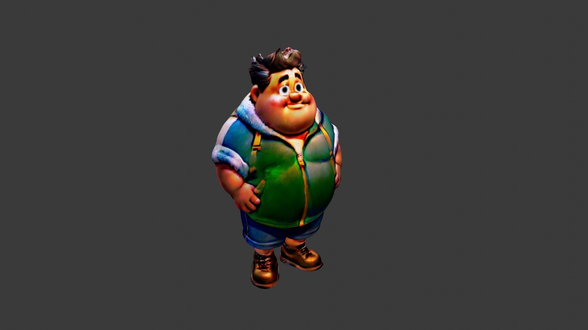 Fat Man Character Low-poly 3D model_5