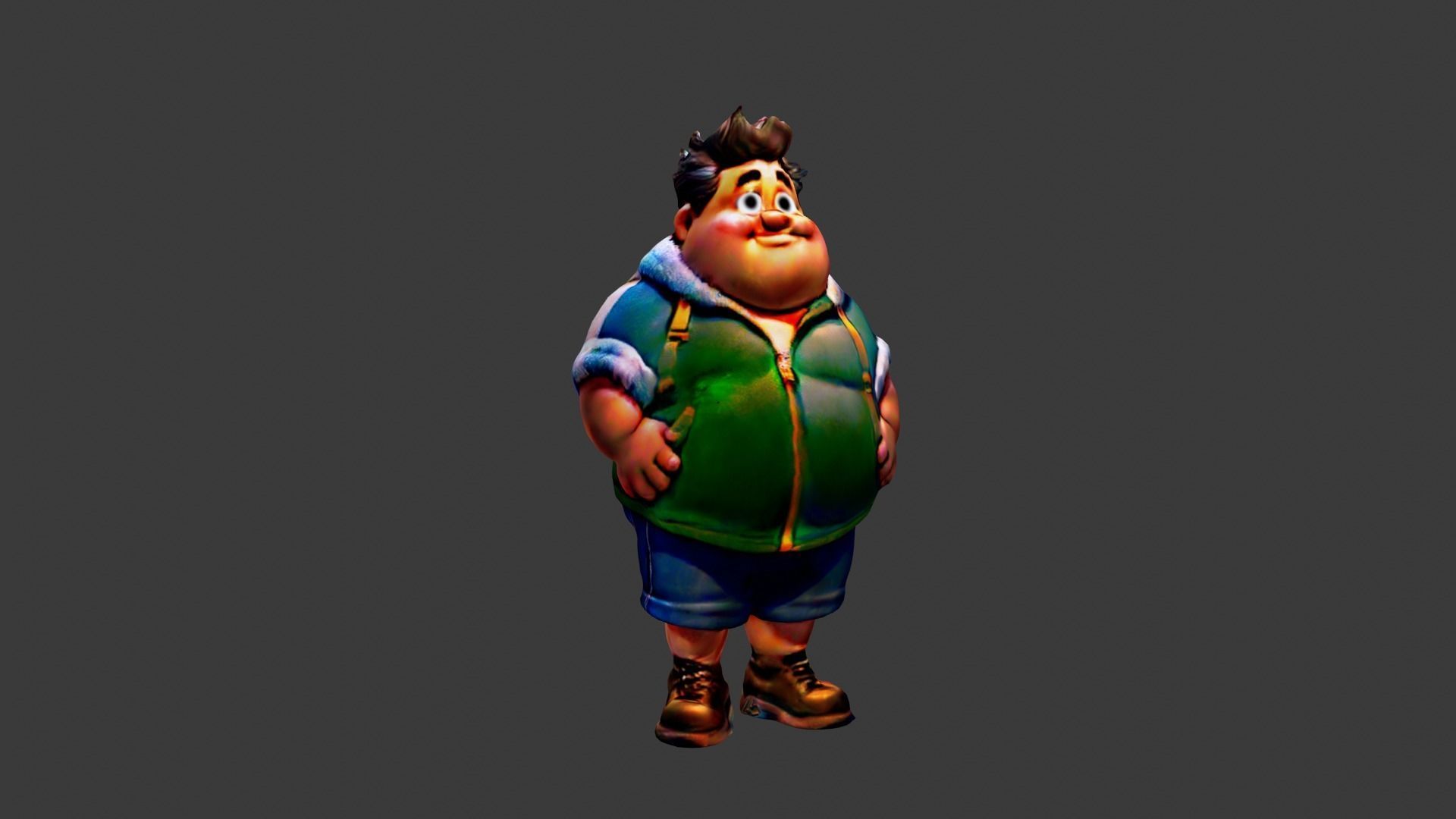 Fat Man Character Low-poly 3D model_4