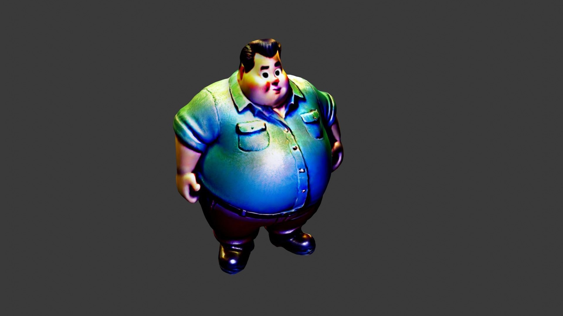 Fat Man Character Low-poly 3D model_5
