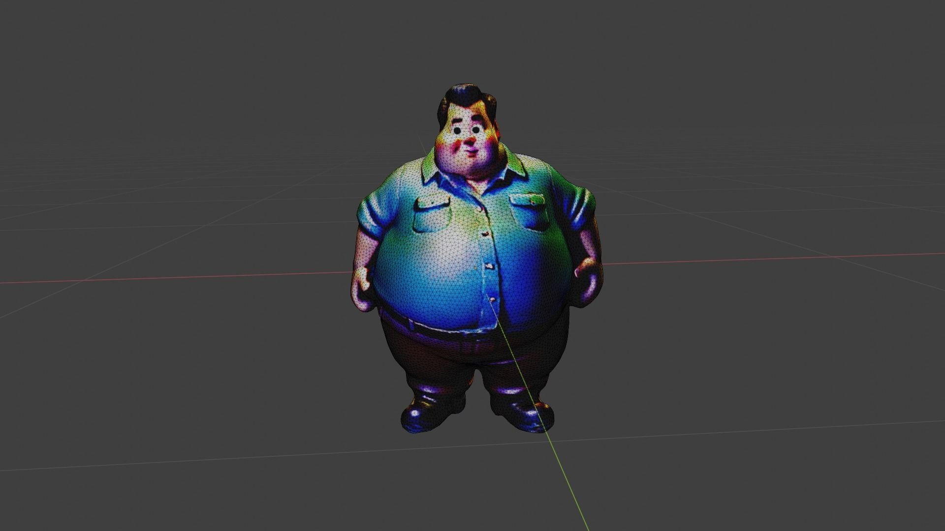 Fat Man Character Low-poly 3D model_6