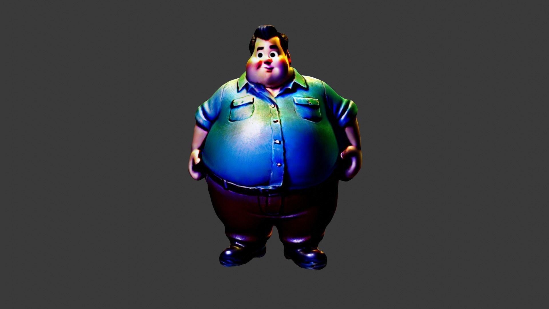 Fat Man Character Low-poly 3D model_3