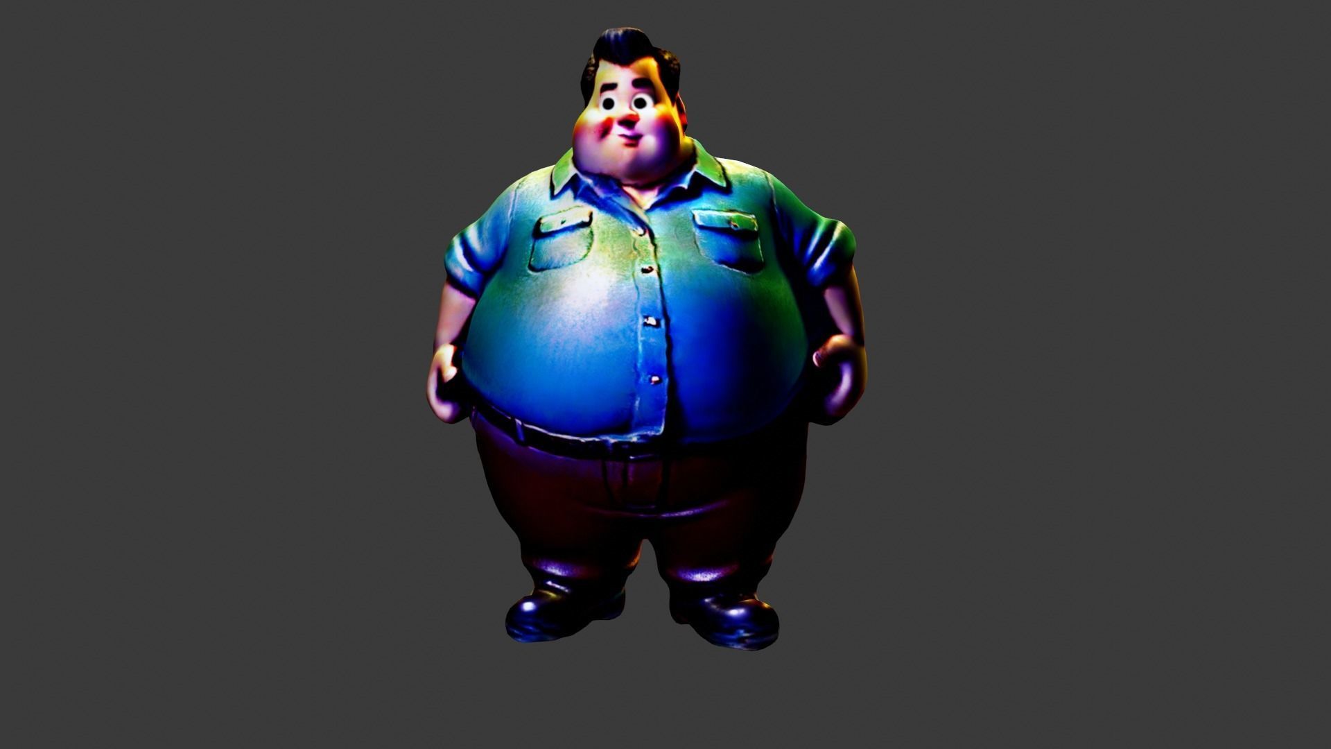 Fat Man Character Low-poly 3D model_2