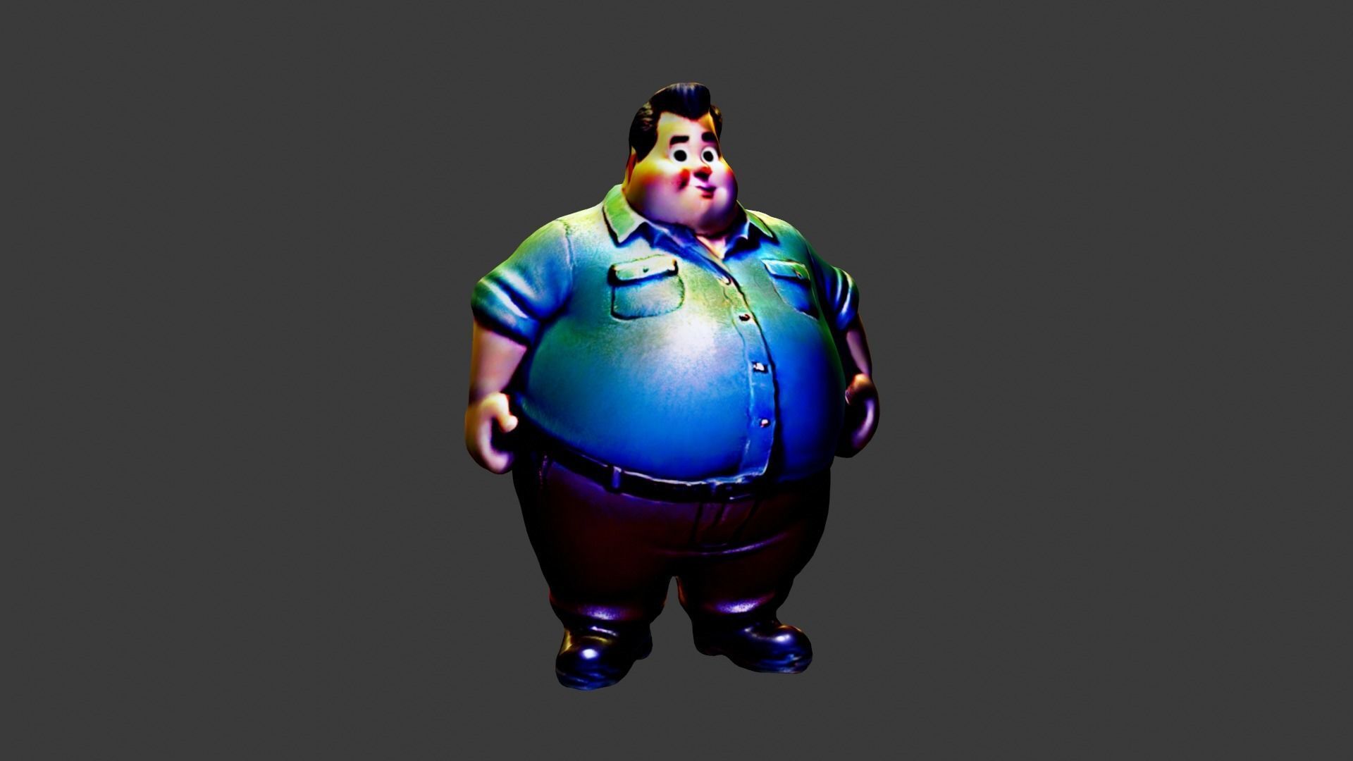 Fat Man Character Low-poly 3D model_4