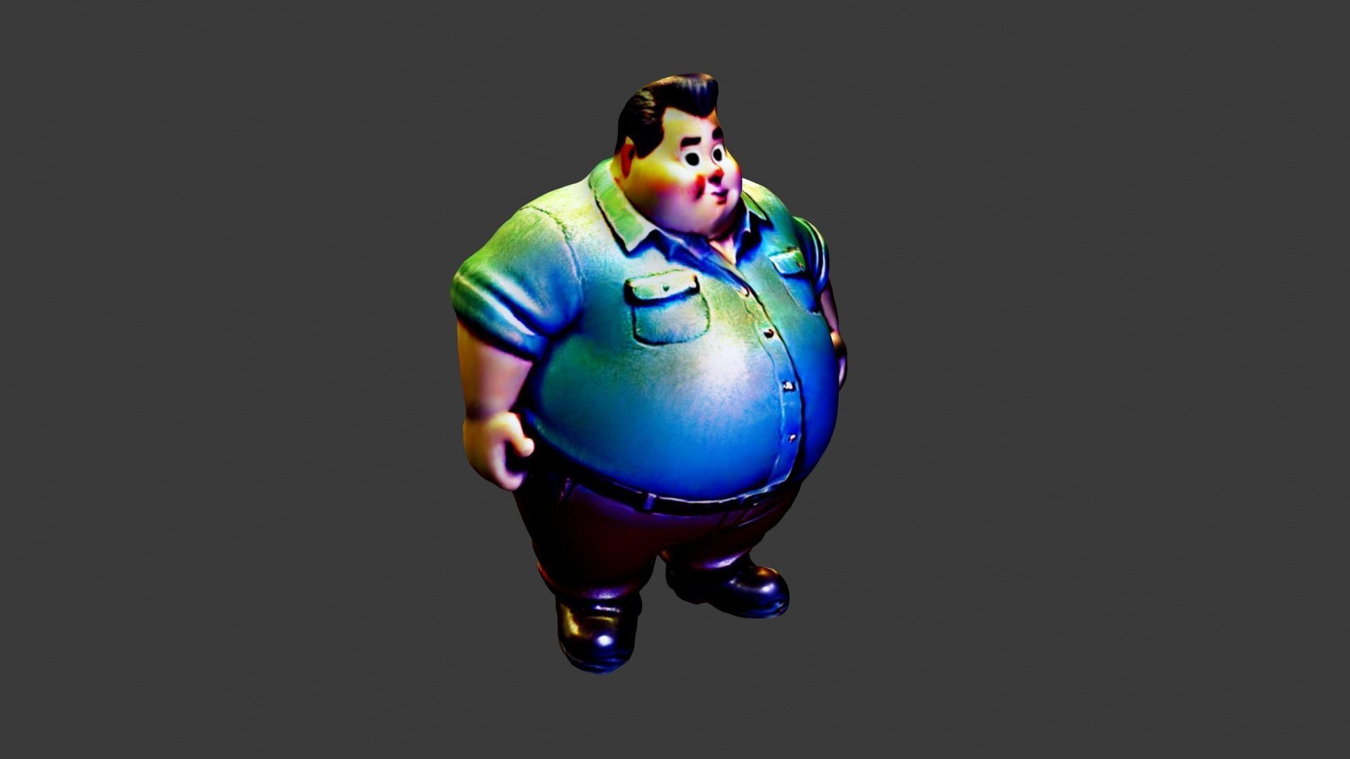 Fat Man Character Low-poly 3D model_1