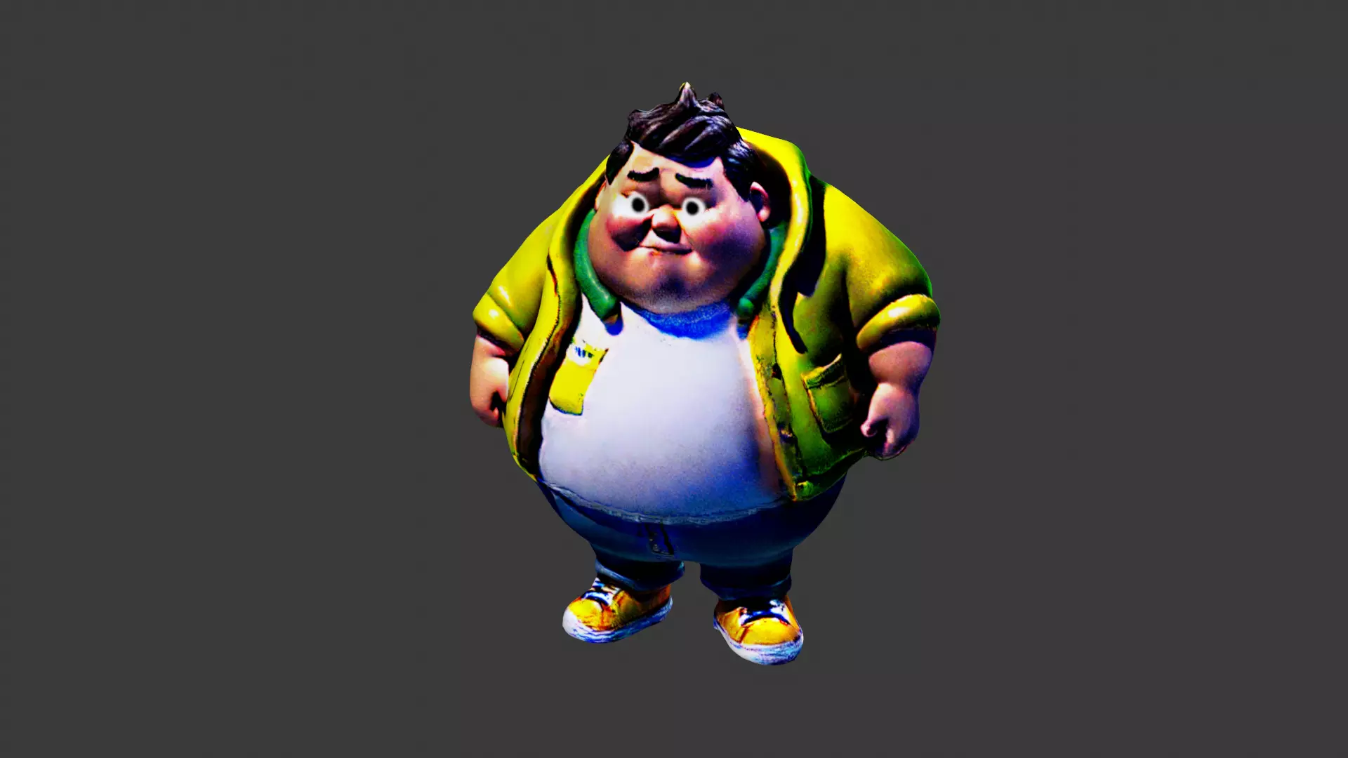 Fat Man Character Low-poly 3D model_0
