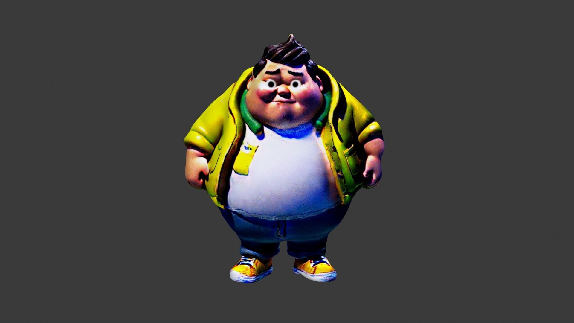 Fat Man Character Low-poly 3D model_3