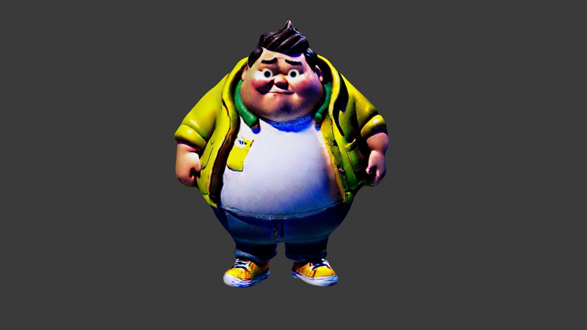 Fat Man Character Low-poly 3D model_1