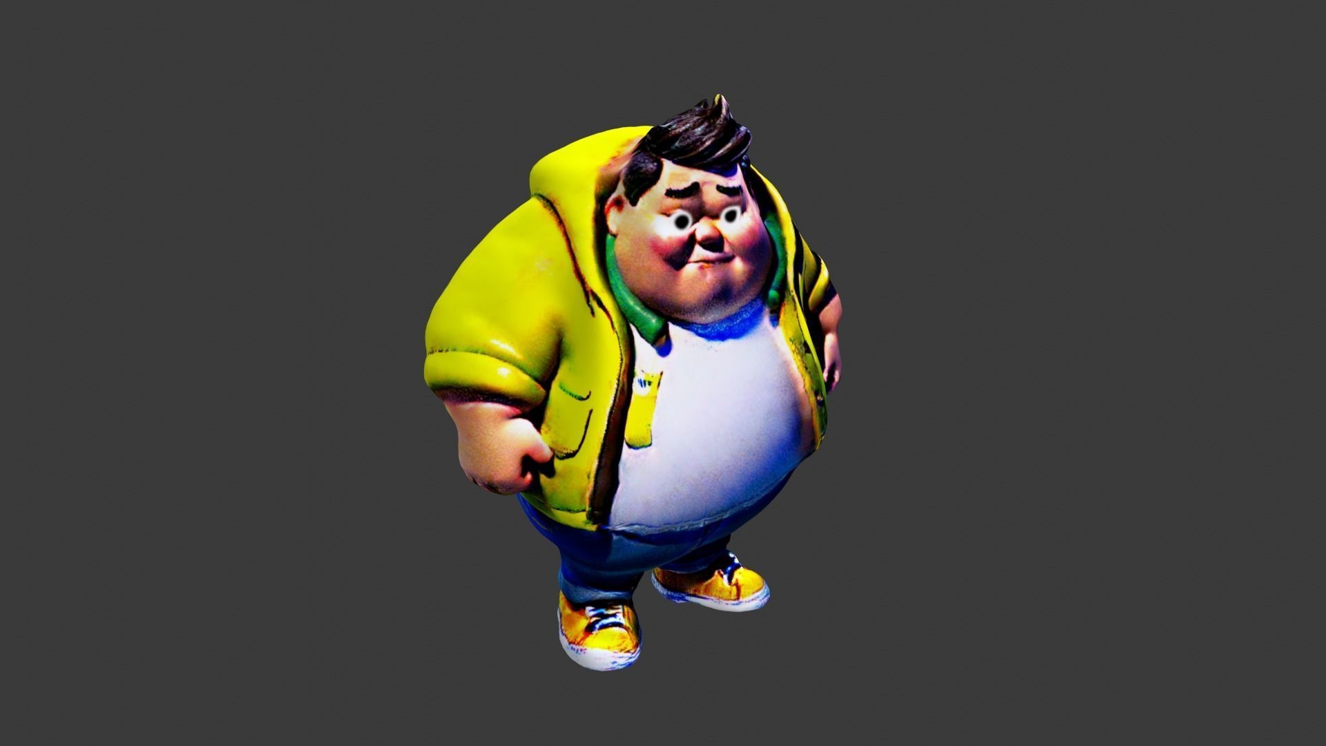 Fat Man Character Low-poly 3D model_2