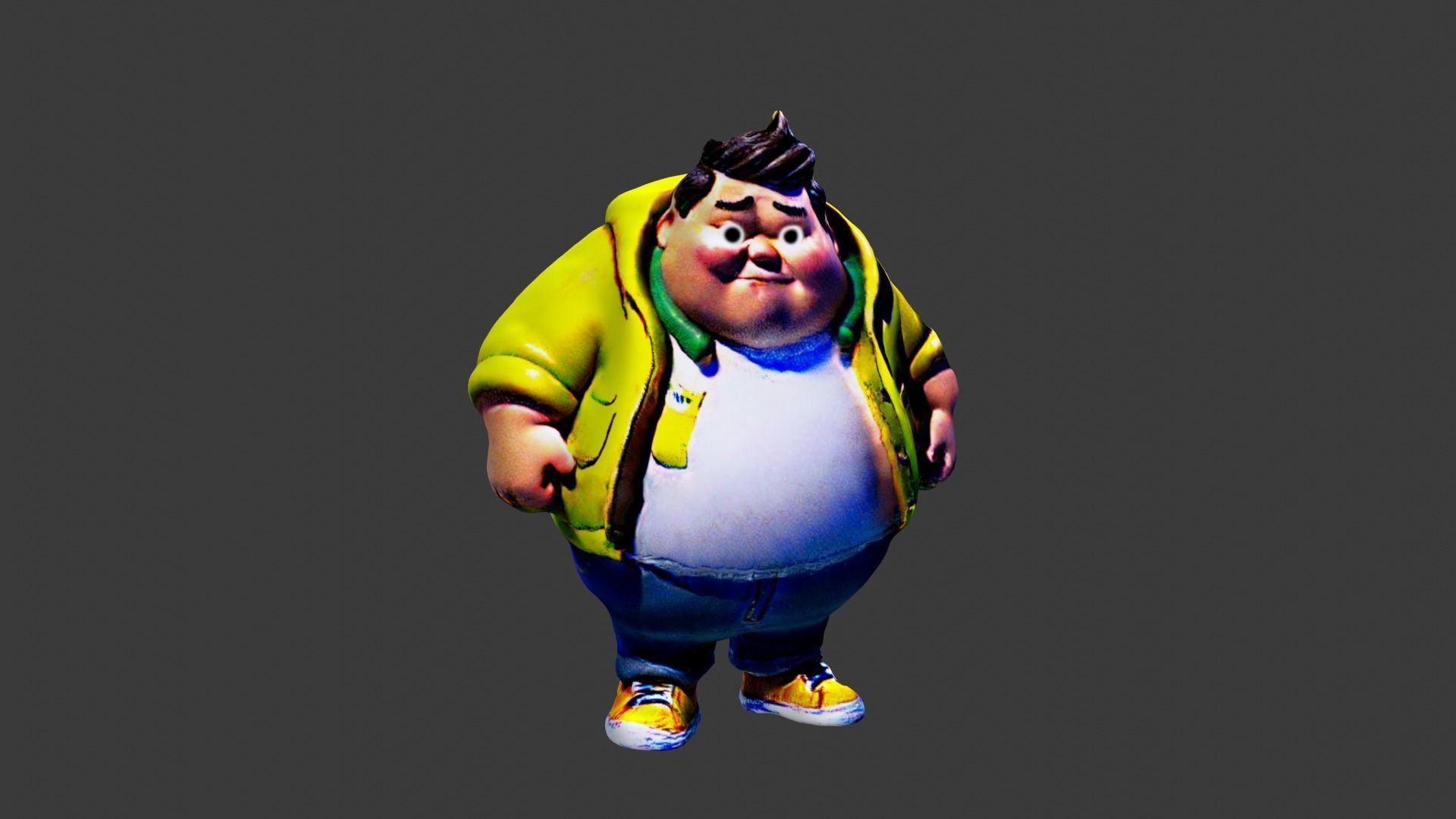 Fat Man Character Low-poly 3D model_4