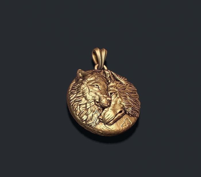Wolves pendant 3D print model_6