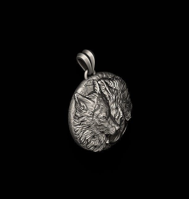 Wolves pendant 3D print model_7