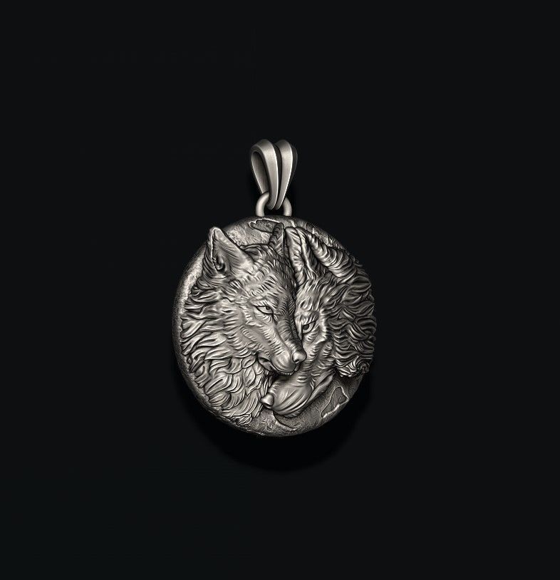 Wolves pendant 3D print model_1
