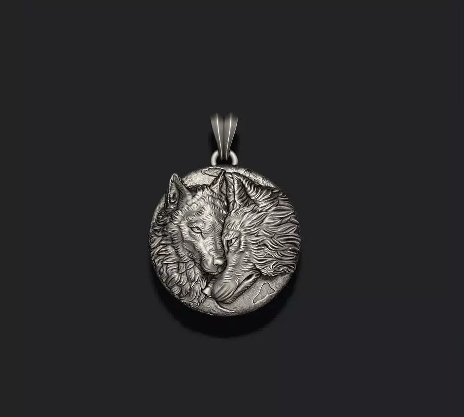 Wolves pendant 3D print model_0