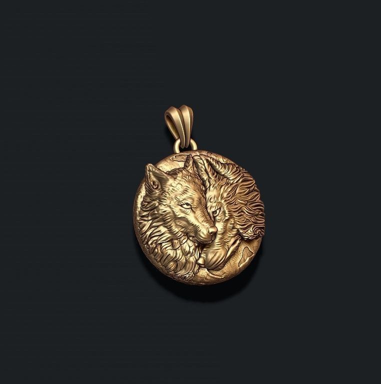 Wolves pendant 3D print model_5