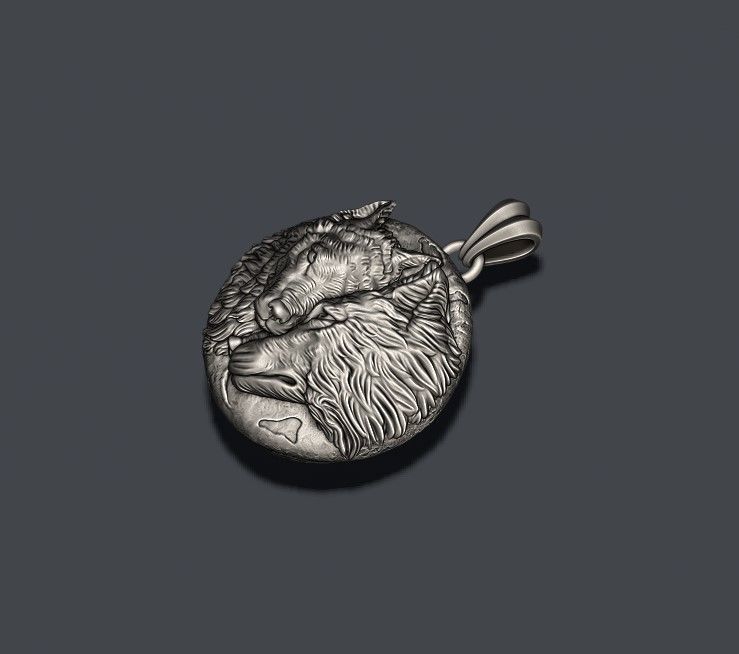 Wolves pendant 3D print model_2