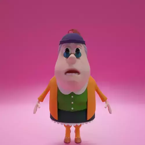   Charming Cartoon Old Lady 3D Model Low-poly 3D model