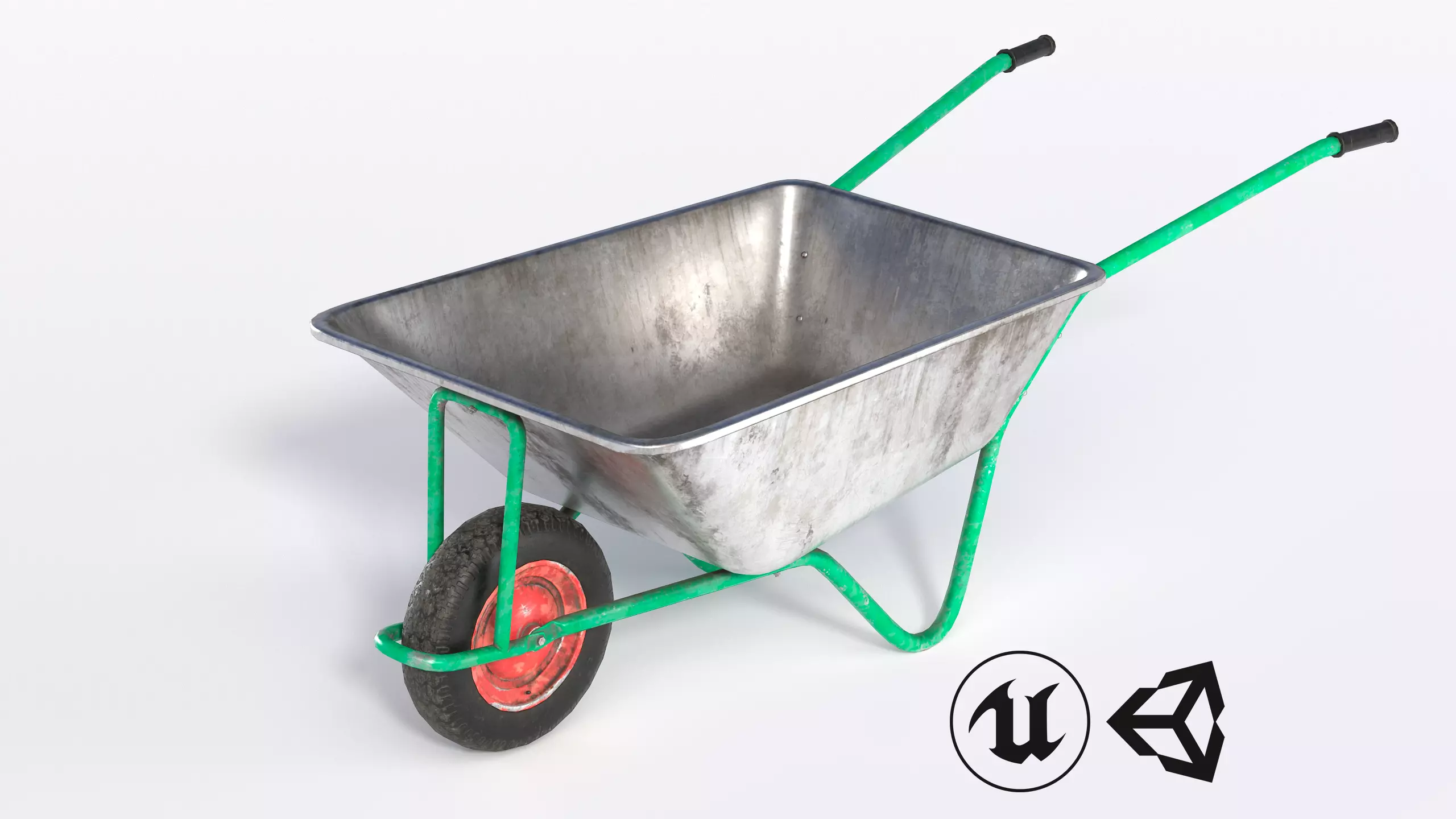 Wheelbarrow Low-poly 3D model_0