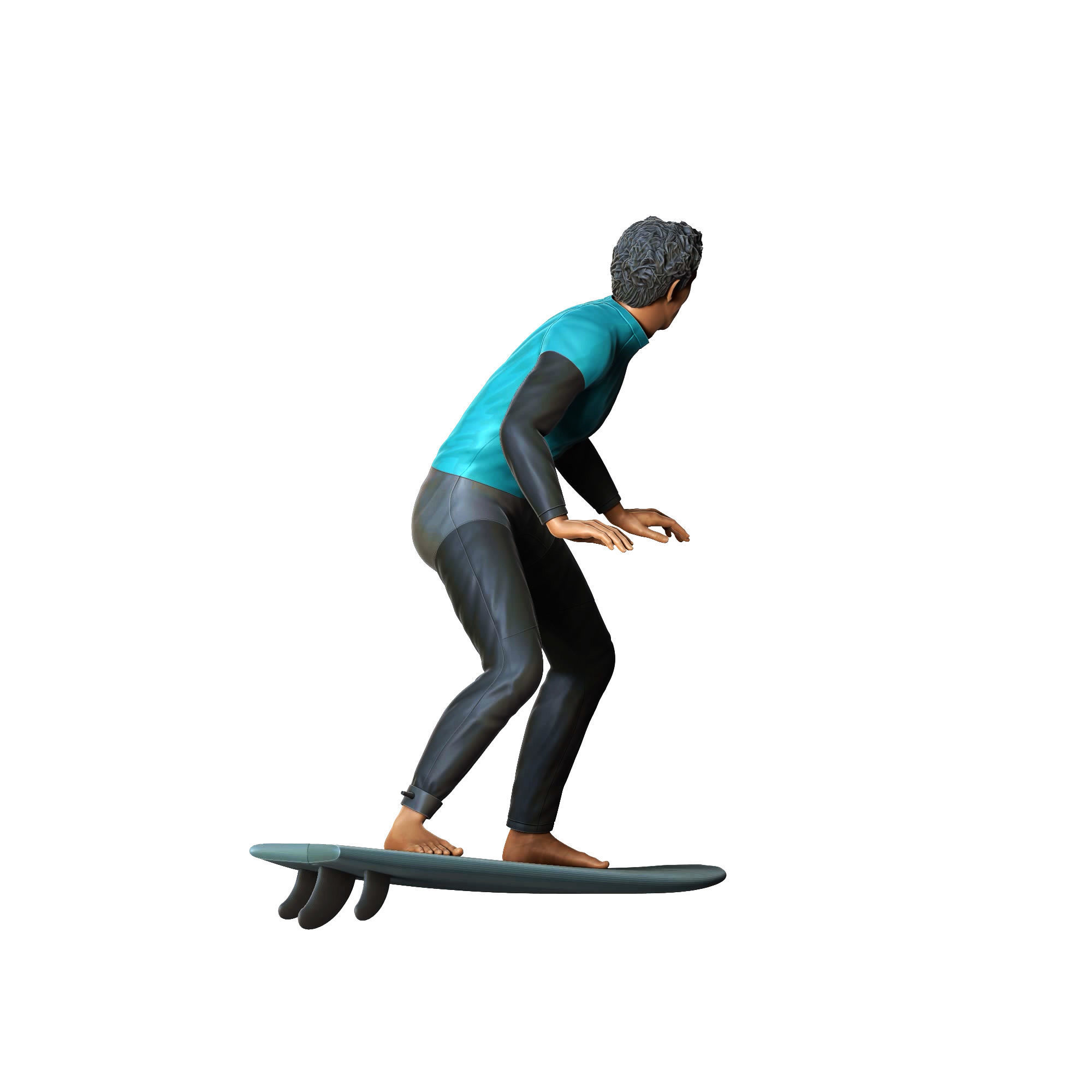 N1 Surfer with SurfBoard 3D print model_6
