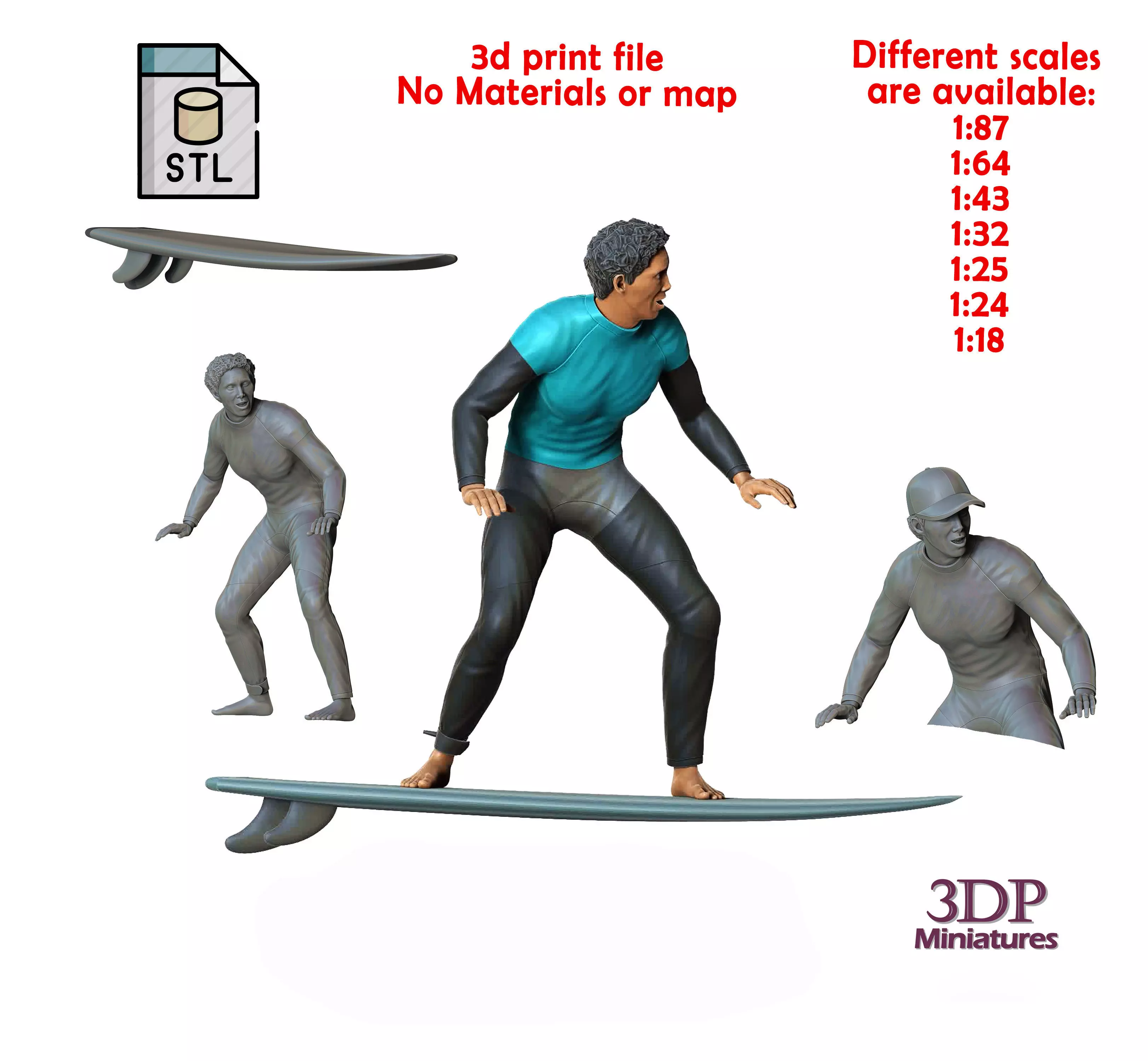 N1 Surfer with SurfBoard 3D print model_0