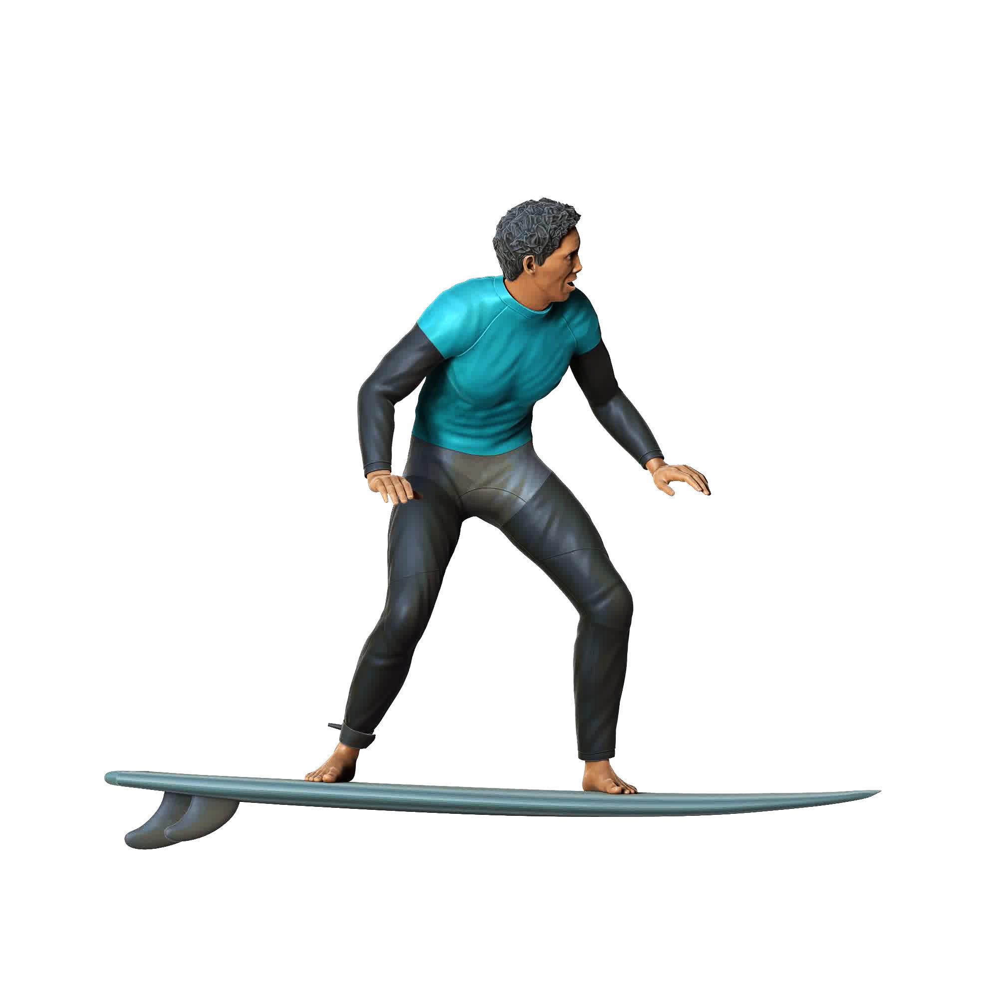 N1 Surfer with SurfBoard 3D print model_1
