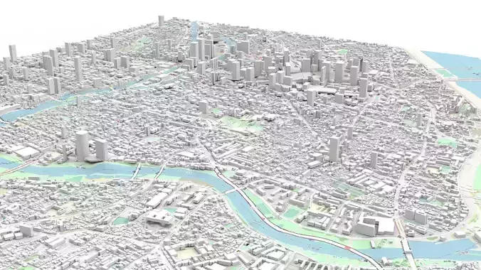 Cityscape Osaka Japan 3D model