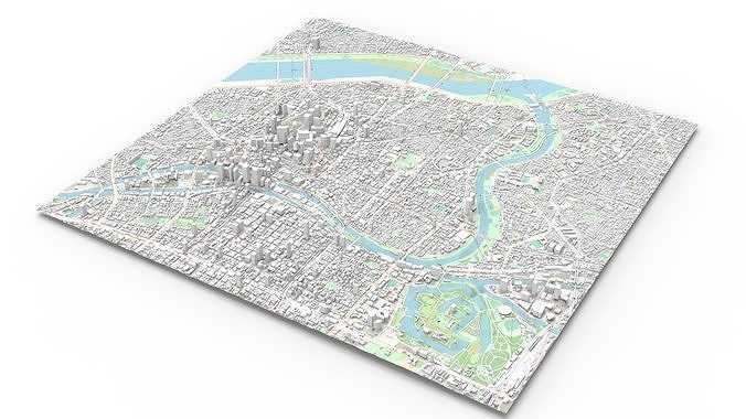 Cityscape Osaka Japan 3D model 6