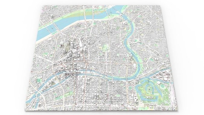 Cityscape Osaka Japan 3D model 3