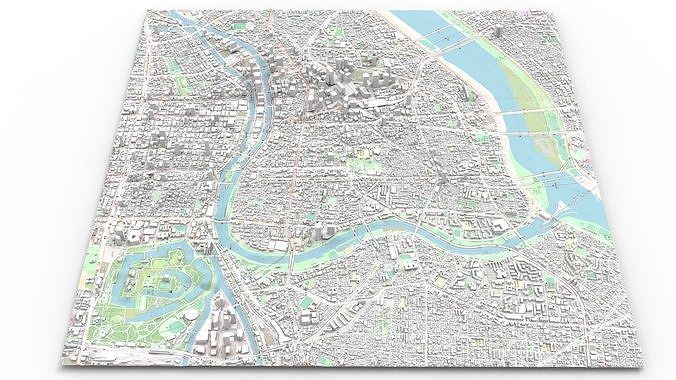 Cityscape Osaka Japan 3D model 7