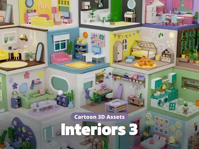 Cozy Cartoon Rooms Interior 3