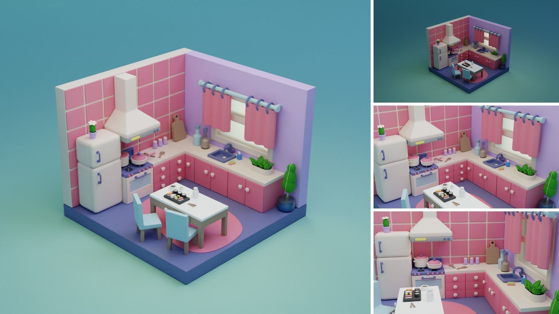 Cozy Cartoon Rooms Interior 3 Low-poly 3D model_6