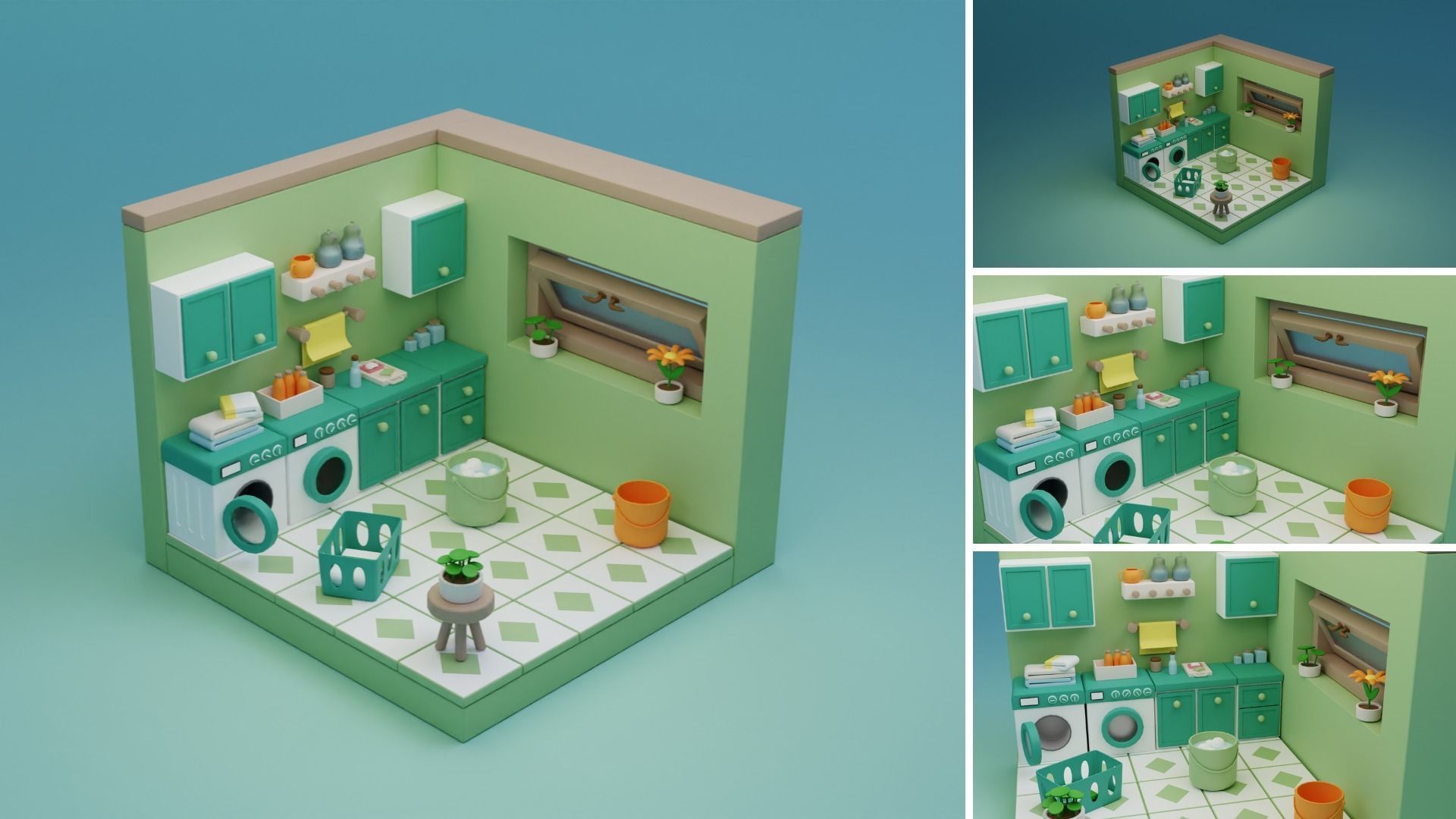 Cozy Cartoon Rooms Interior 3 Low-poly 3D model_16