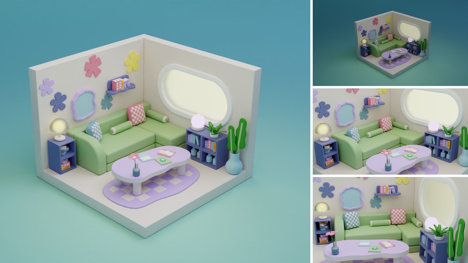 Cozy Cartoon Rooms Interior 3 Low-poly 3D model_14