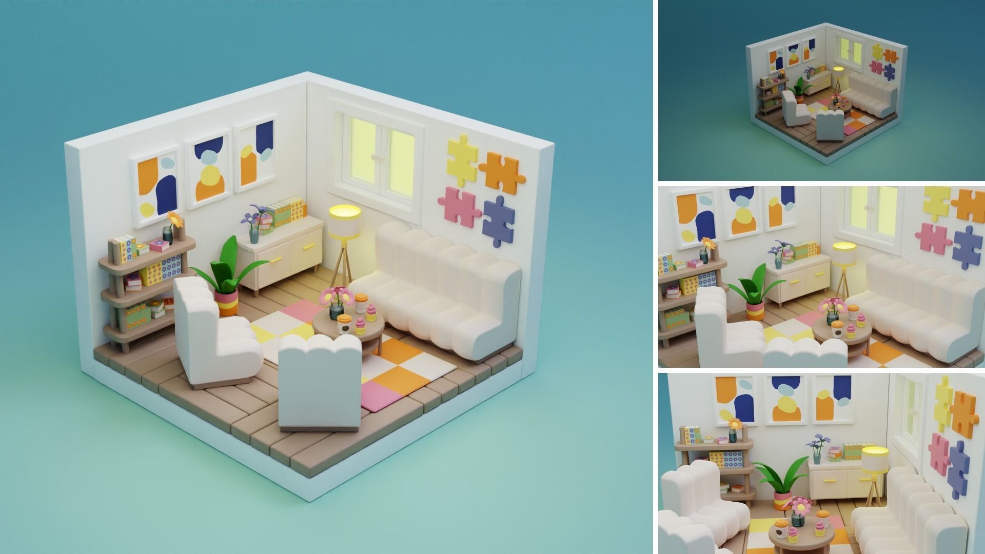 Cozy Cartoon Rooms Interior 3 Low-poly 3D model_22