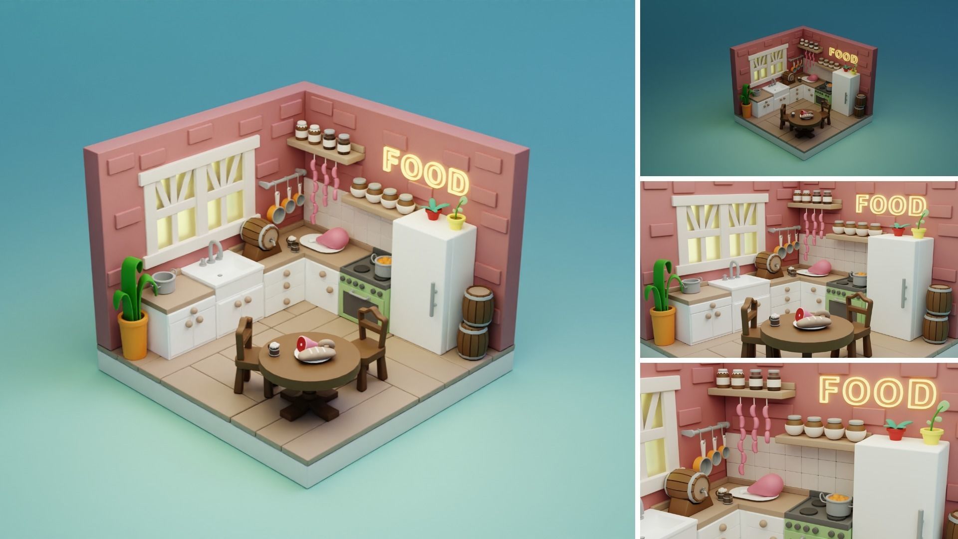 Cozy Cartoon Rooms Interior 3 Low-poly 3D model_18
