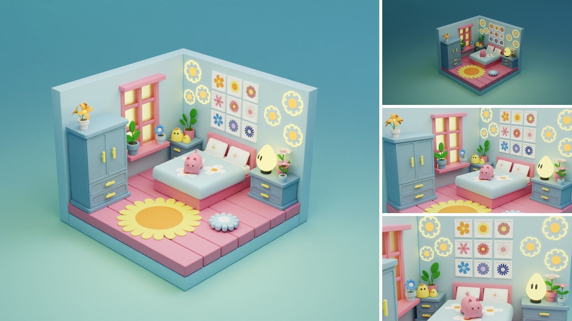 Cozy Cartoon Rooms Interior 3 Low-poly 3D model_21