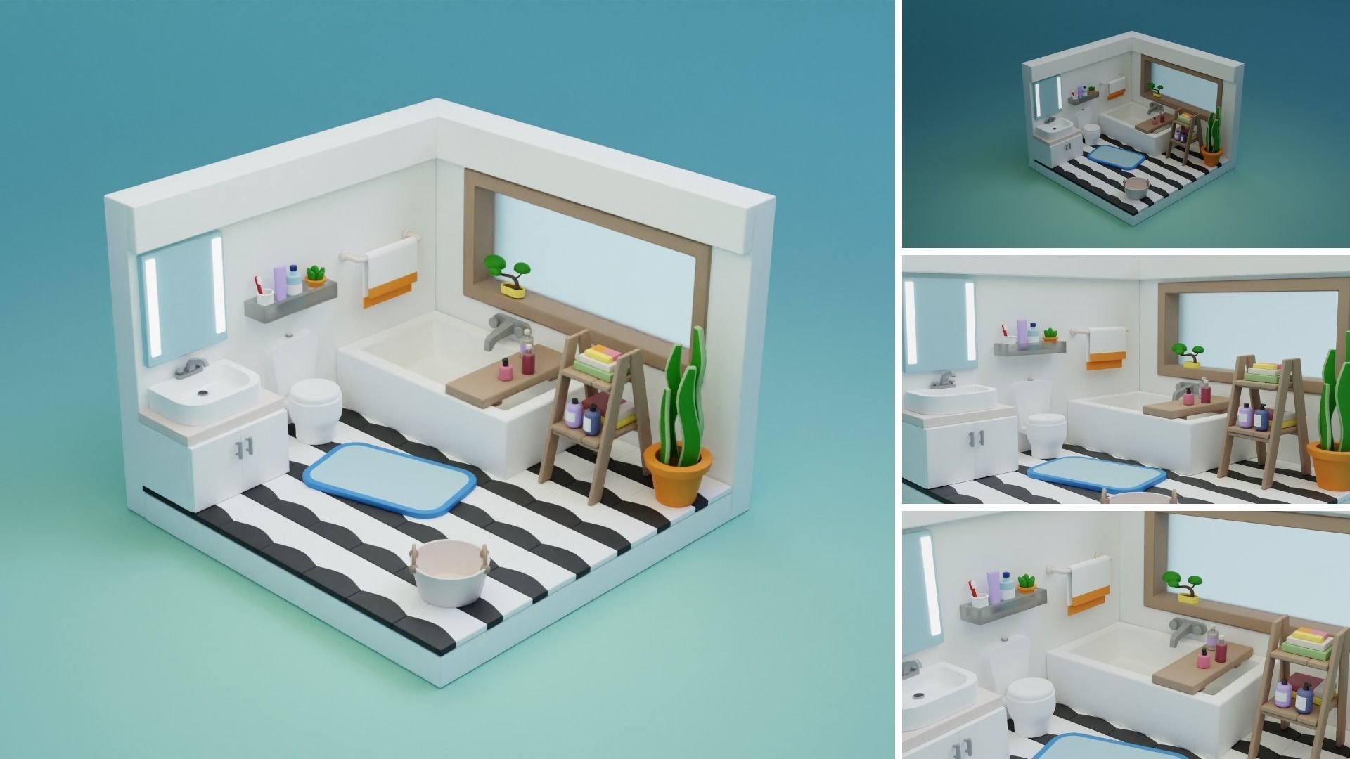 Cozy Cartoon Rooms Interior 3 Low-poly 3D model_20