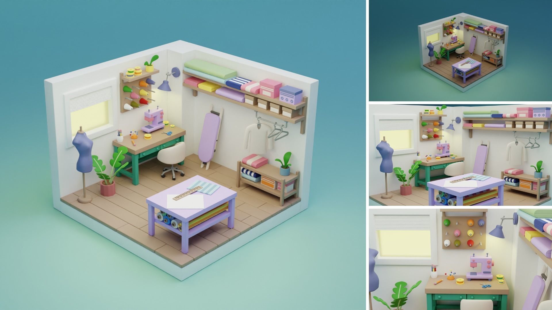 Cozy Cartoon Rooms Interior 3 Low-poly 3D model_15