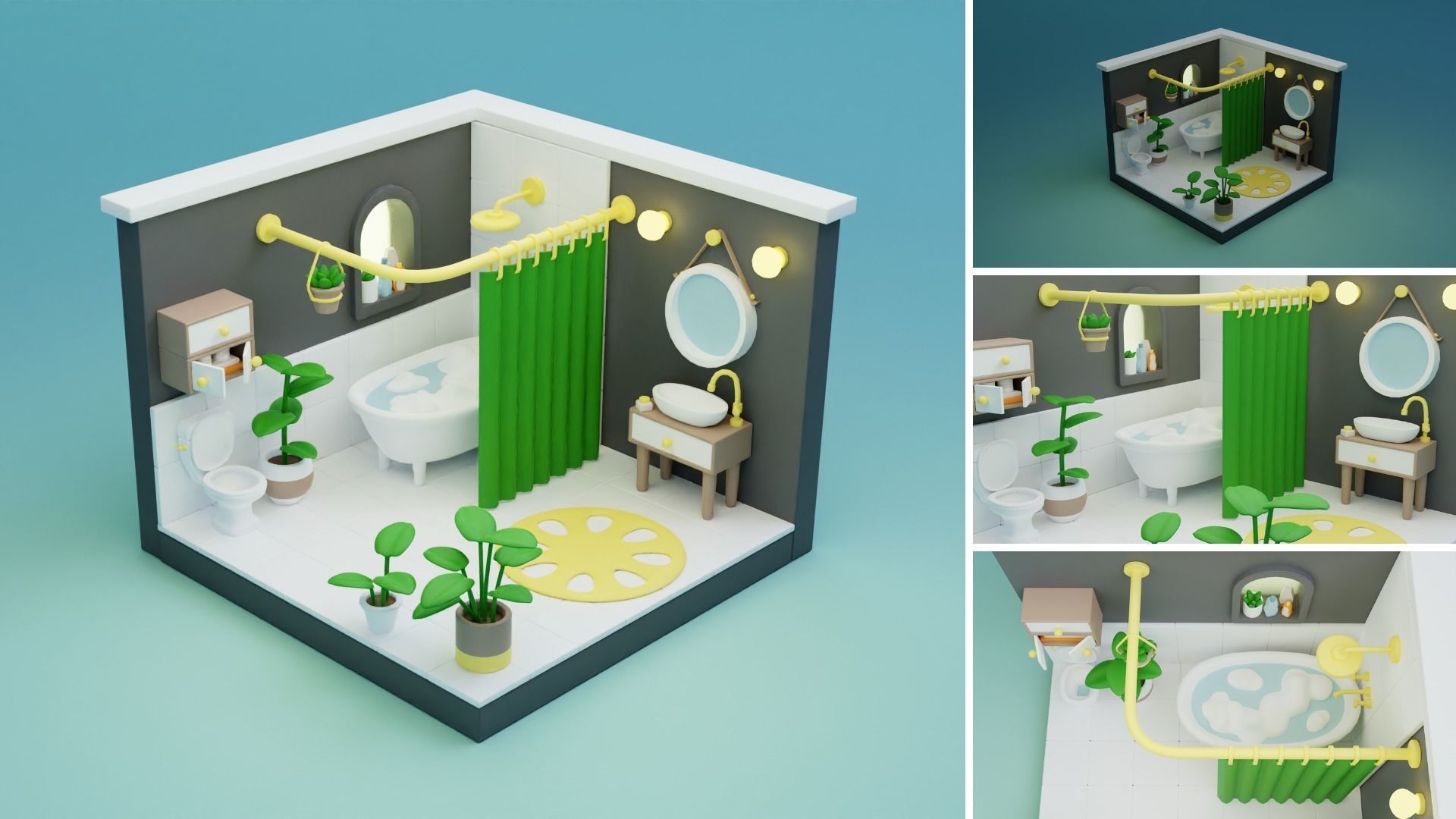 Cozy Cartoon Rooms Interior 3 Low-poly 3D model_5