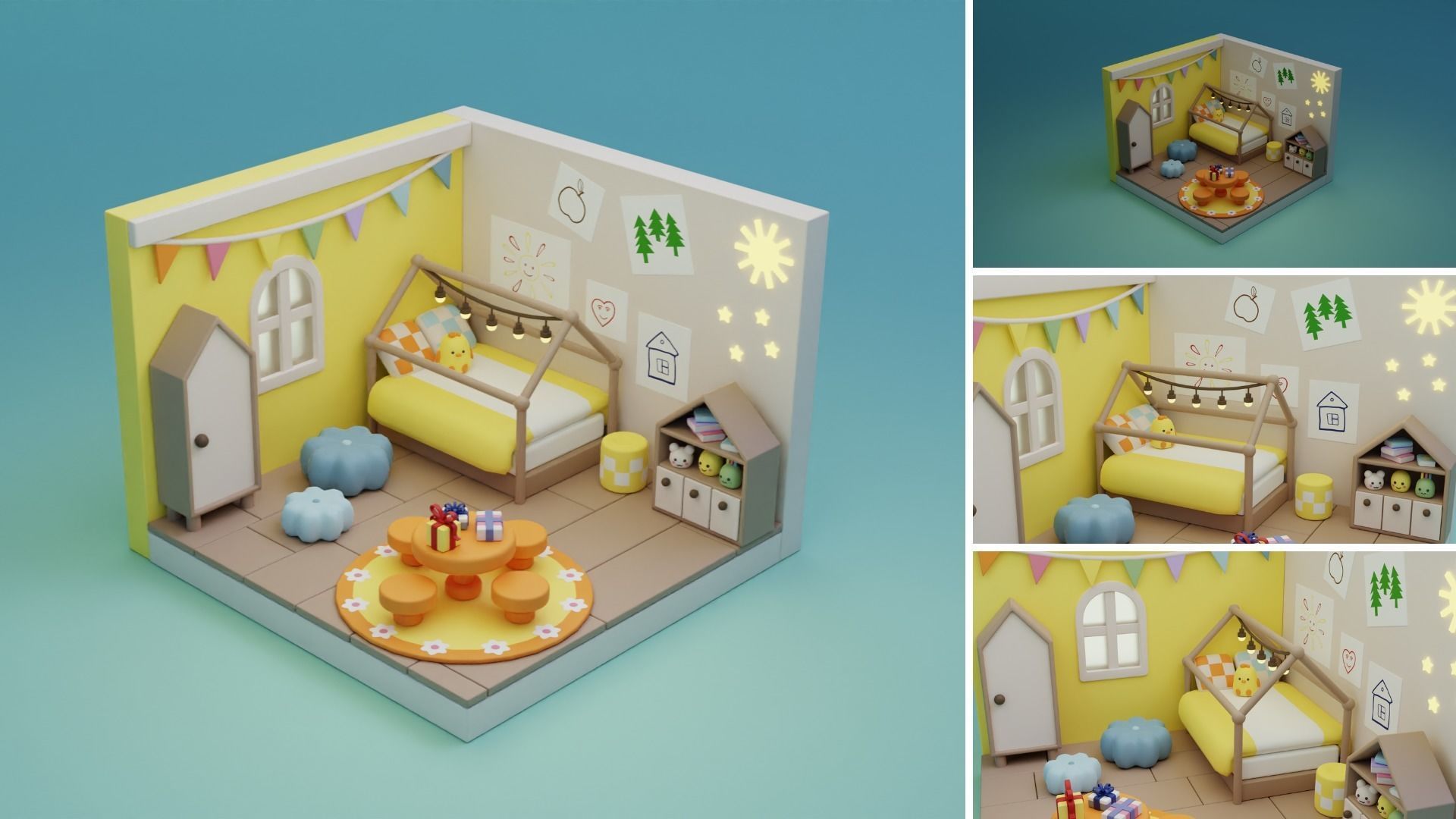 Cozy Cartoon Rooms Interior 3 Low-poly 3D model_11