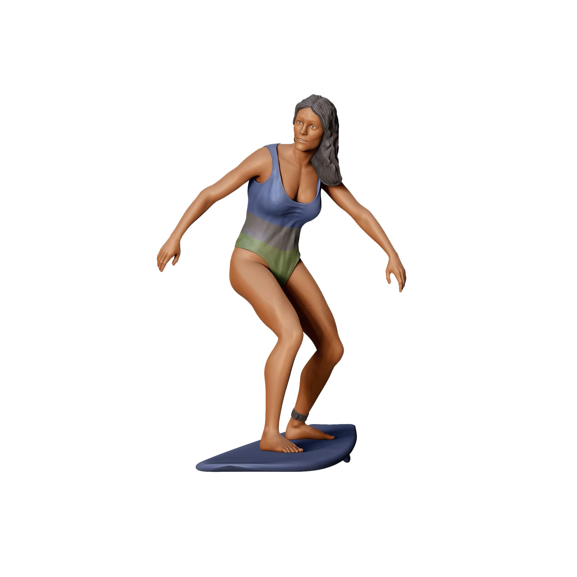 N2 Surfer with SurfBoard is surfing 3D print model_1
